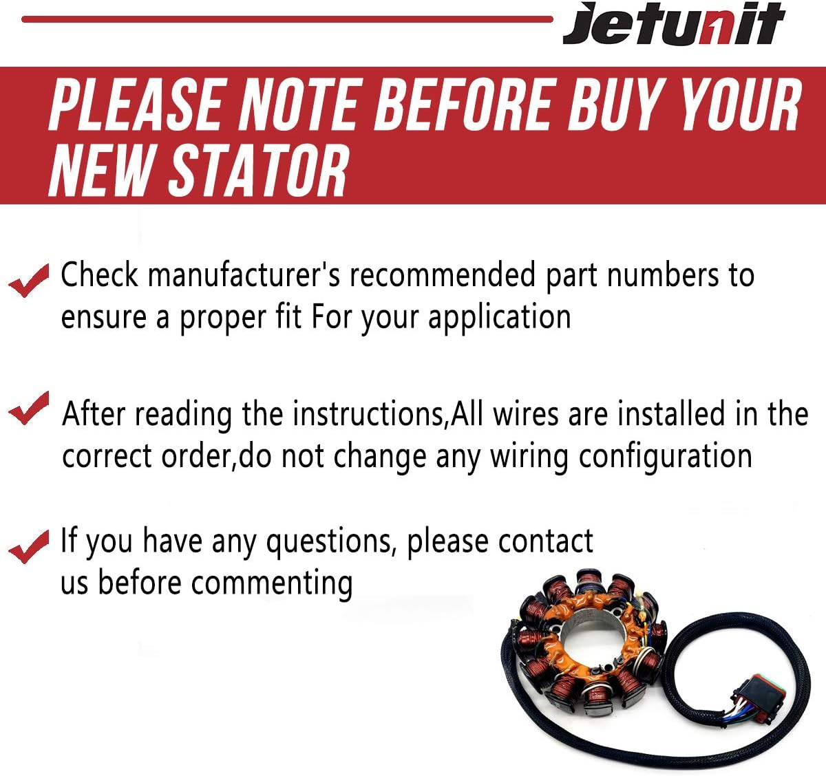 Stator for Kawasaki Jet-Ski Ultra 130/1100 STX DI 2000-2004 I31687
