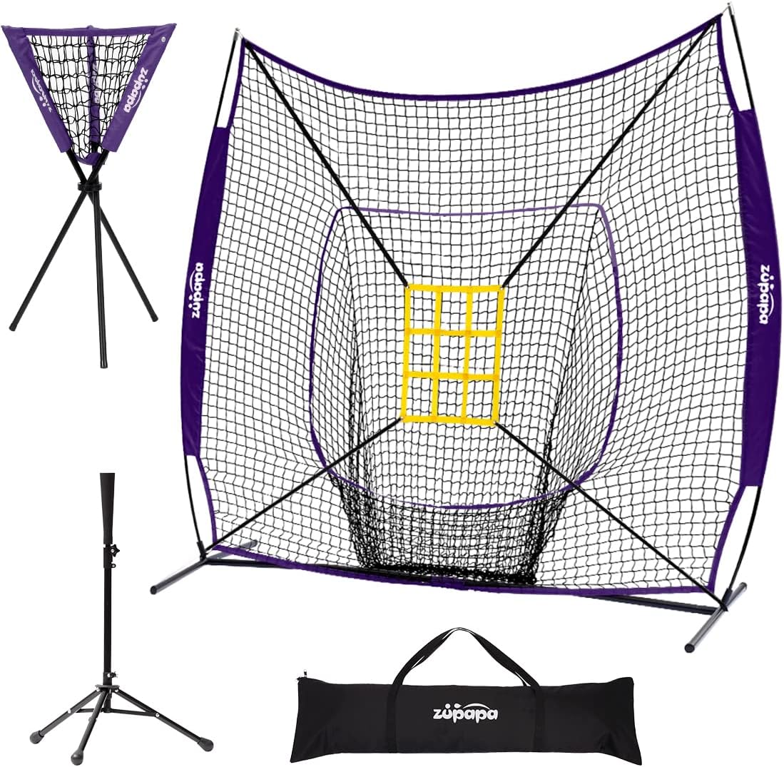 7x7 Feet Baseball Softball Hitting Pitching Net with Strike Zone J97693