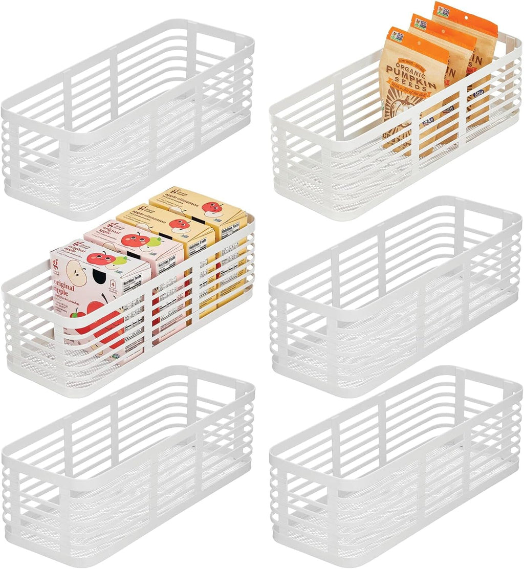 Metal Wire Food Organizer Storage Bin Baskets, 6 Pack, Black W96595
