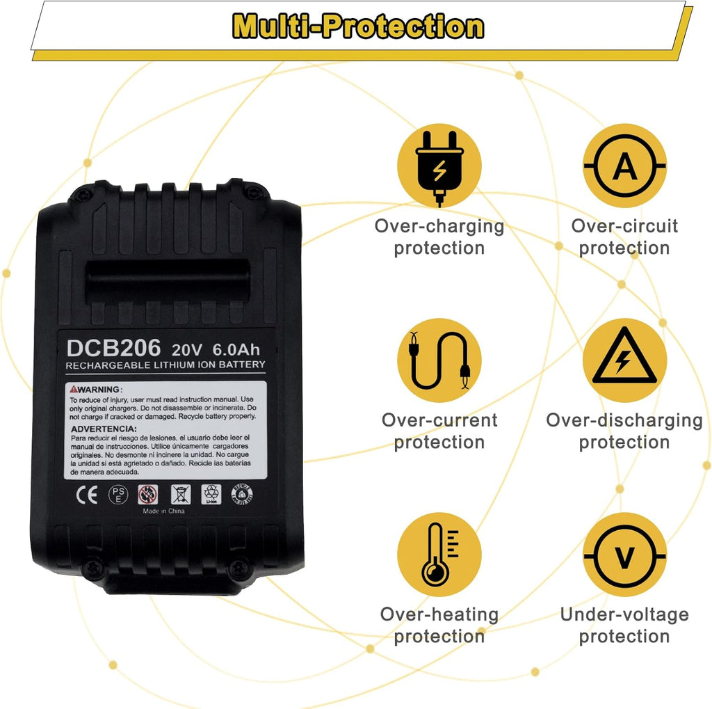 6.0Ah 20 Volt DCB206 Battery 4 Packs Z279597