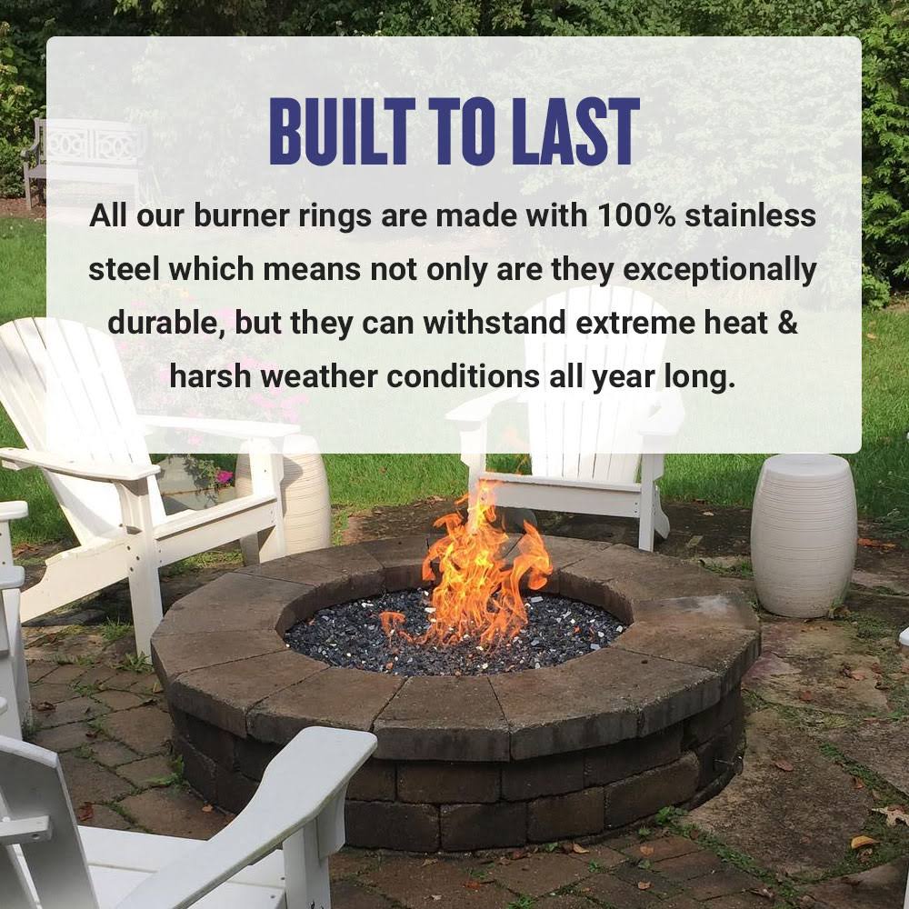30x22 Triple-Ring Stainless Steel Fire Pit Ring Burner P16739