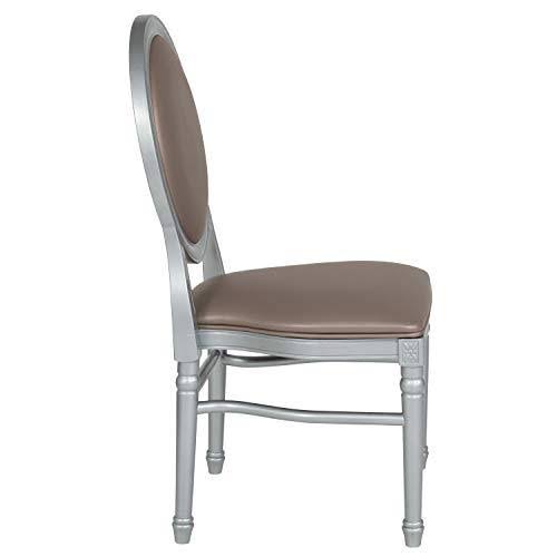 2 Pk. King Louis Chair with Taupe Vinyl Back and Seat and Silver Frame J9908