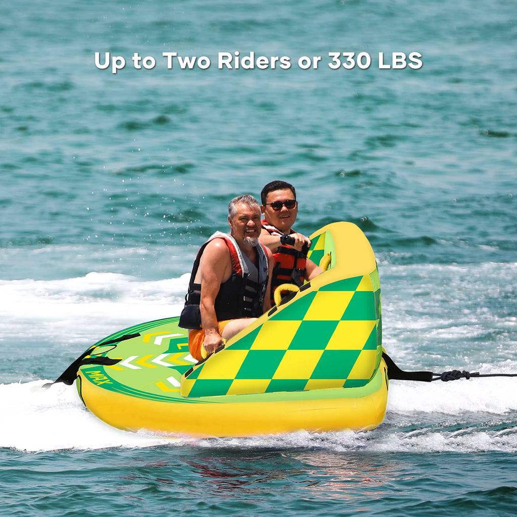 Green Inflatable Towable Tube with Foam Seats & Handles B730670