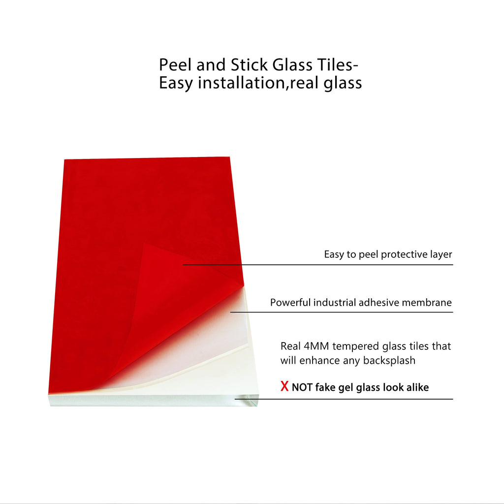 3x22 x 6x22 x 5mm Glass Peel & Stick Subway Tile - 8 Square Feet per Carton - Super White H218861