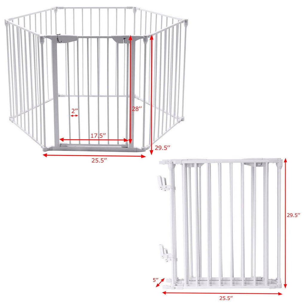 White 6 Panel Metal Playpen Barrier T21835