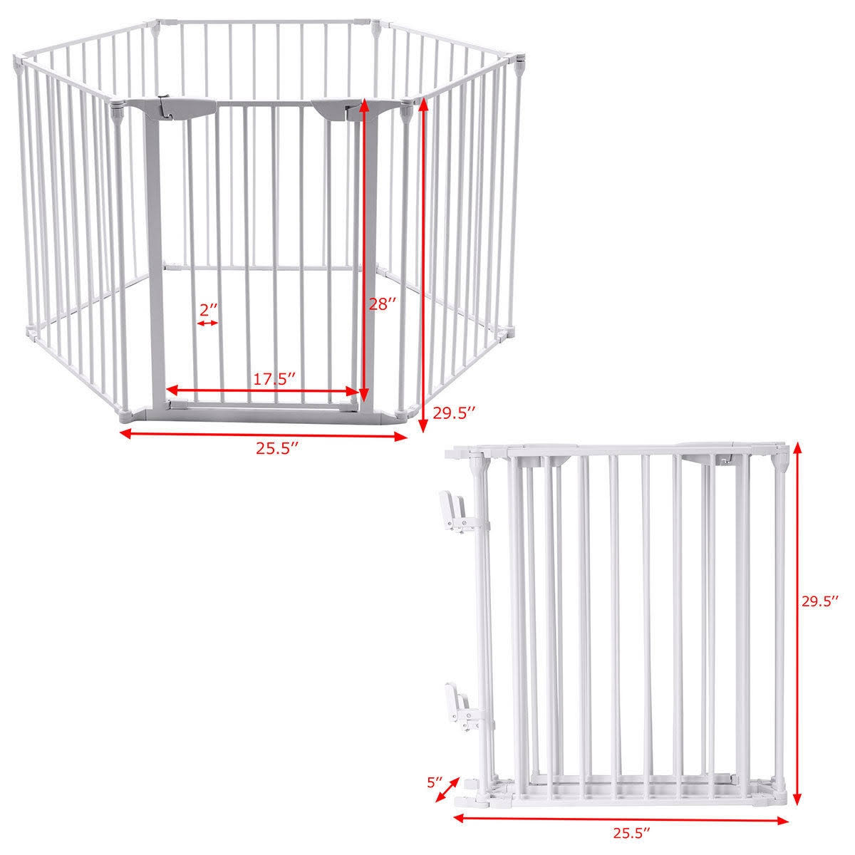 White 6 Panel Metal Playpen Barrier T21835