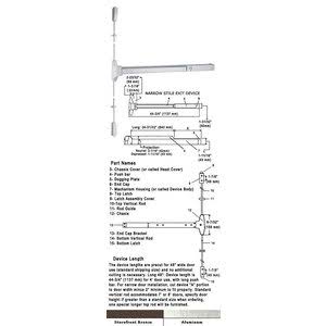 Narrow Stile Surface Rod Panic Exit Device 48x22 Satin Aluminum K4539