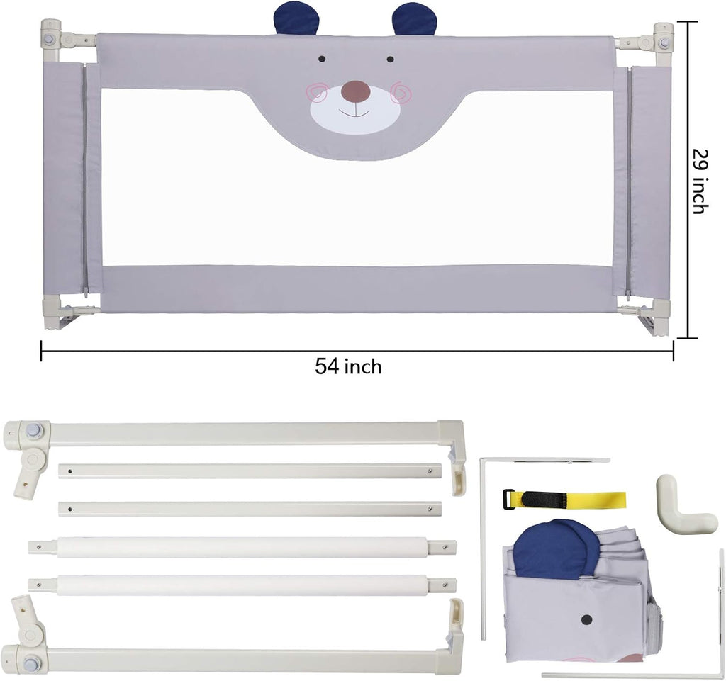 Toddler Bed Rail Guard, Vertical Lifting Collapsible Safety Bed Rail, Fit CA King Size Bed (1 Side) A517802