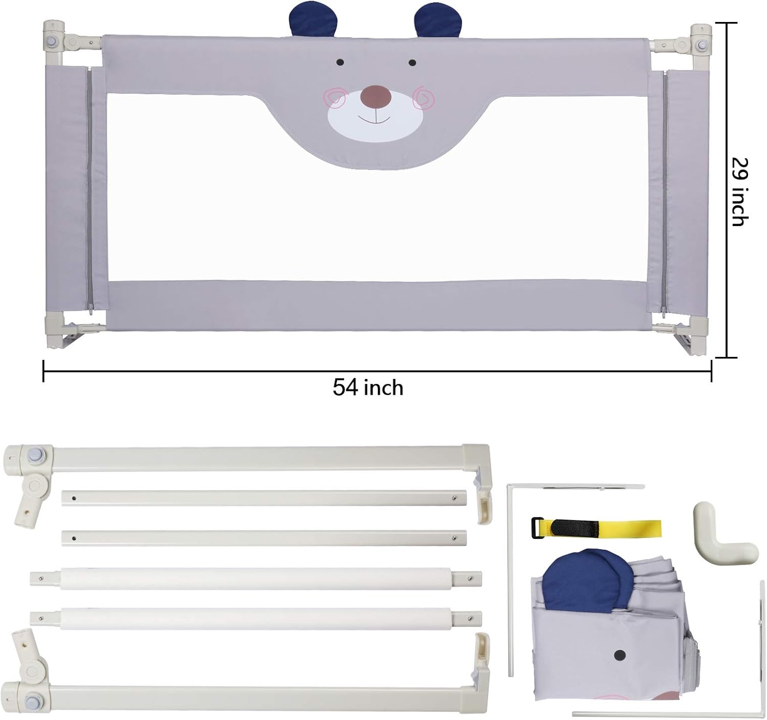 Toddler Bed Rail Guard, Vertical Lifting Collapsible Safety Bed Rail, Fit CA King Size Bed (1 Side) A517802