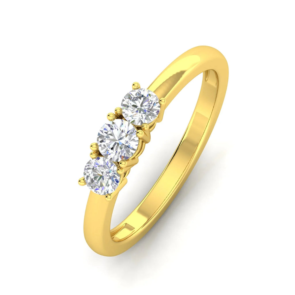 10k Yellow Gold Three Stone Diamond Ring X334