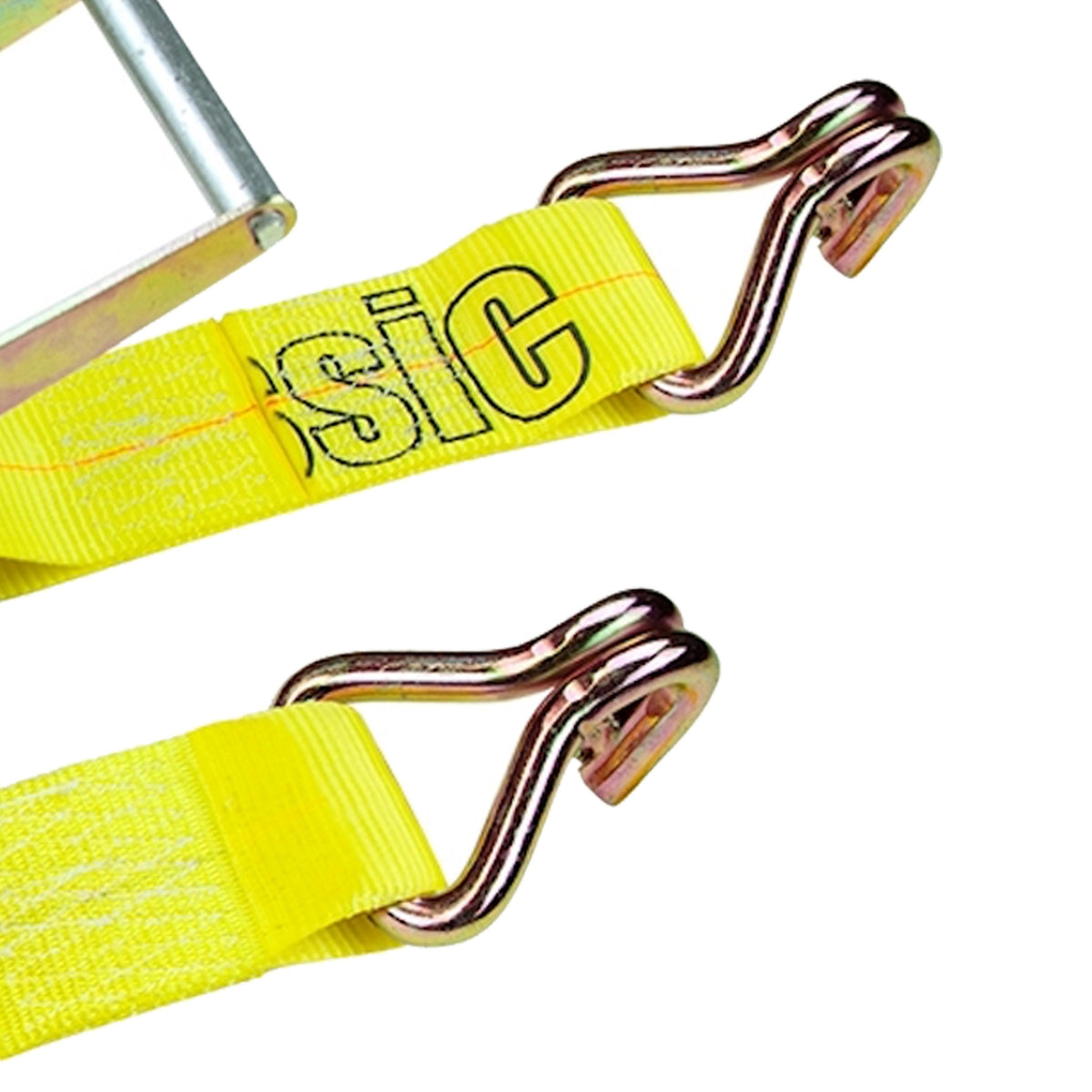 Ratchet Strap with Wire Hooks, 3 inch x 27 foot, 2 Pack, Yellow, 5000 Lbs SWL B917169