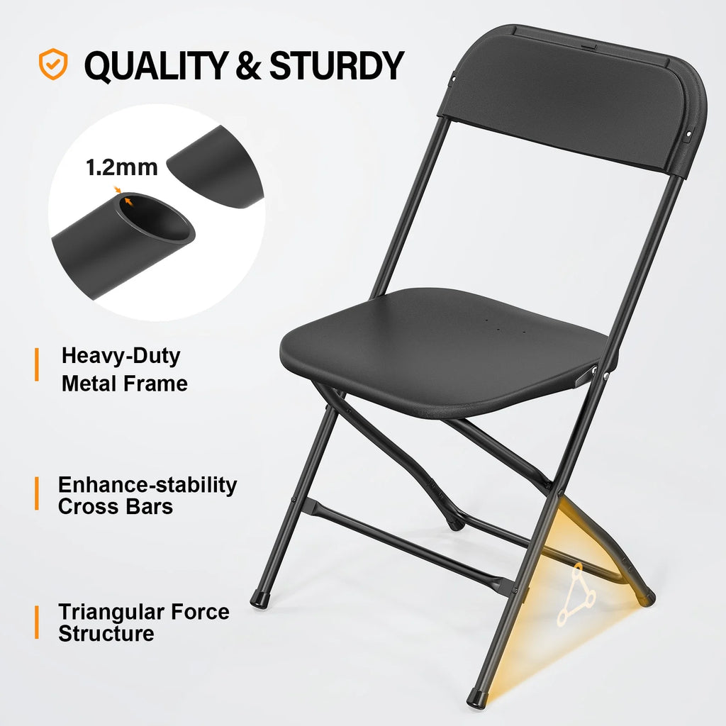 Black Plastic Folding Chair with Steel Frame Y20771