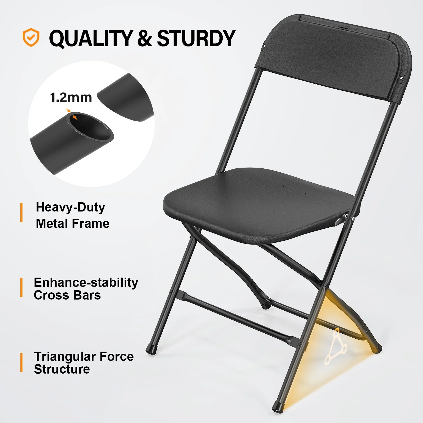 Black Plastic Folding Chair with Steel Frame Y20771