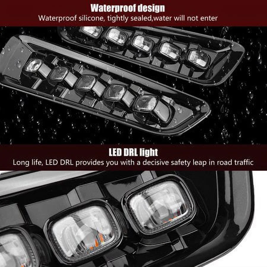 LED Running Light with Turn Signal Fog Light Bezels White and Amber E472192