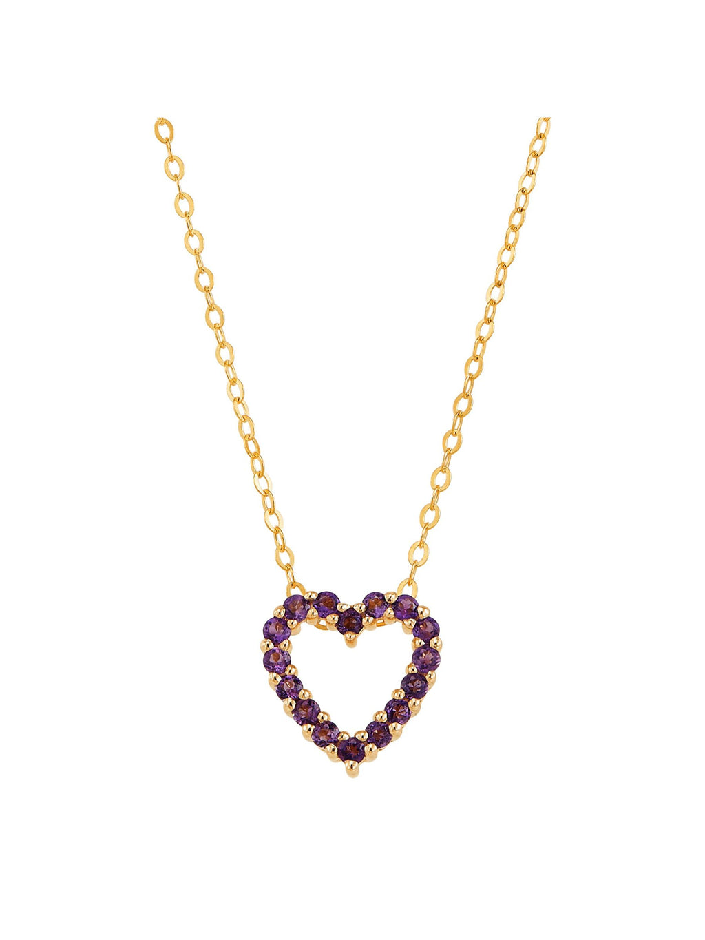 Amethyst Open Heart Pendant Necklace in 10kt Gold, 17" D737517