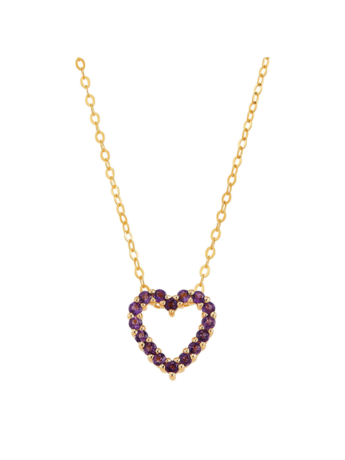 Amethyst Open Heart Pendant Necklace in 10kt Gold, 17" D737517