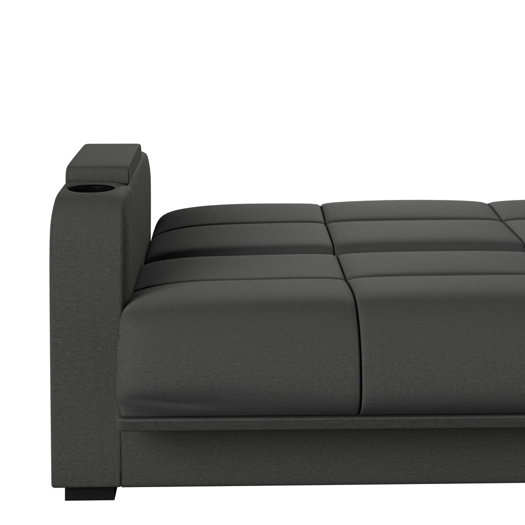 Gray Microfiber Storage Arm Convert-a-Couch U654677