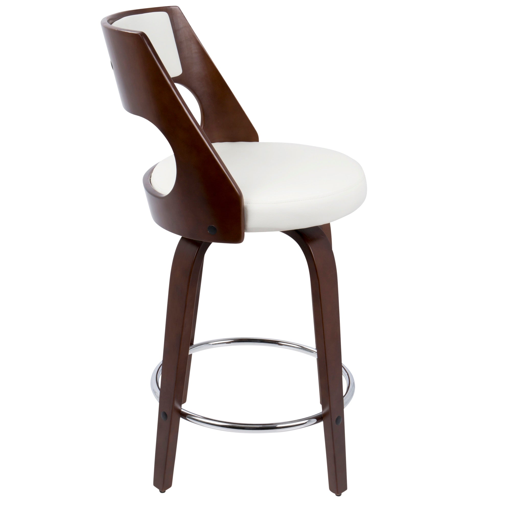 Cherry and White Faux Leather Swivel Counter Stool, Set of 2 J202947