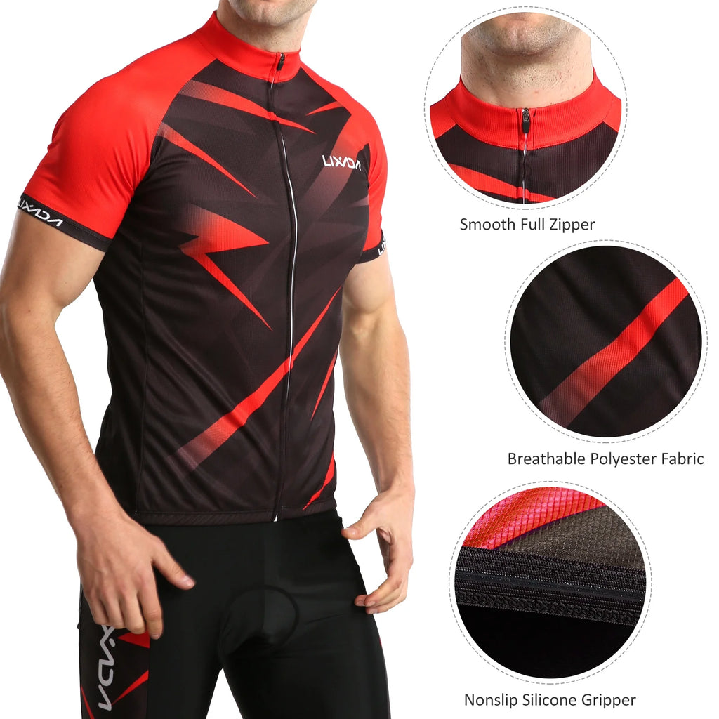 Men Cycling Jersey Short Sleeve Bike Shirt and Padded Shorts Bicycle Clothing Suit O24670