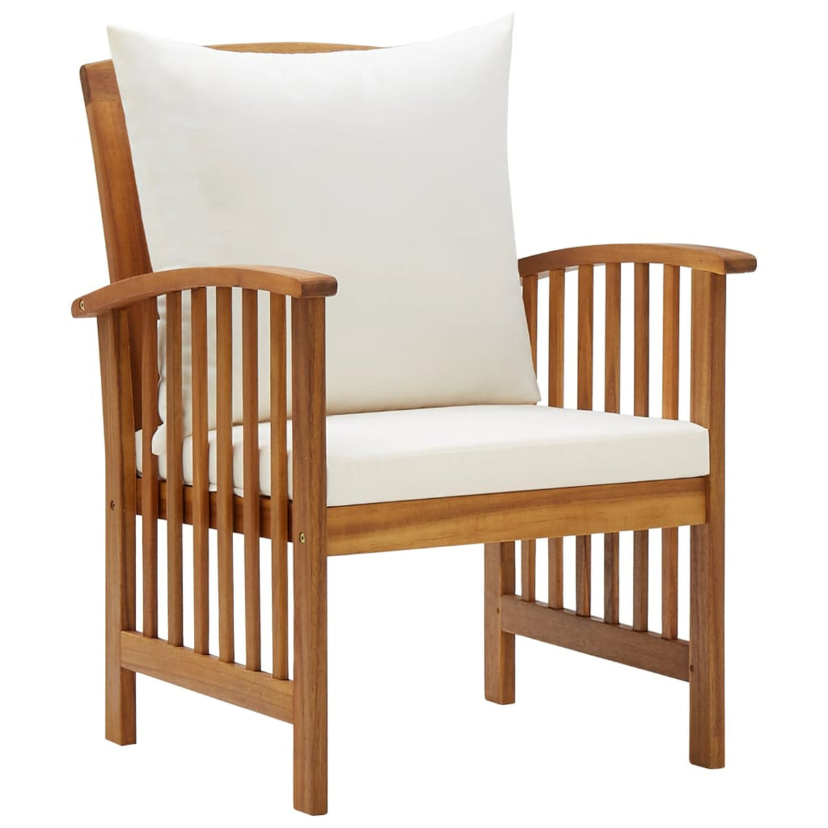 5 Piece Cream White Cushioned Acacia Wood Patio Lounge Set X9132