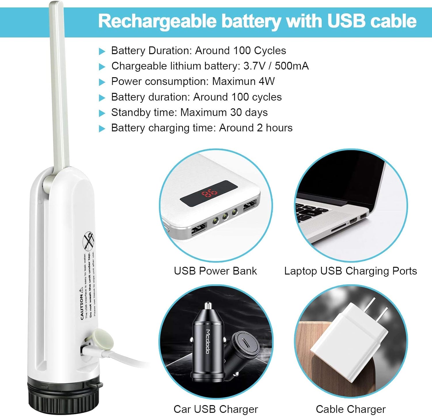 Portable Travel Bidet Electric Mini Atomizer with USB Cable Charging, Pack of 2 G519288