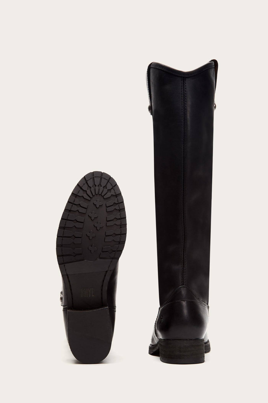 Black Button Lug Tall Boots K4533