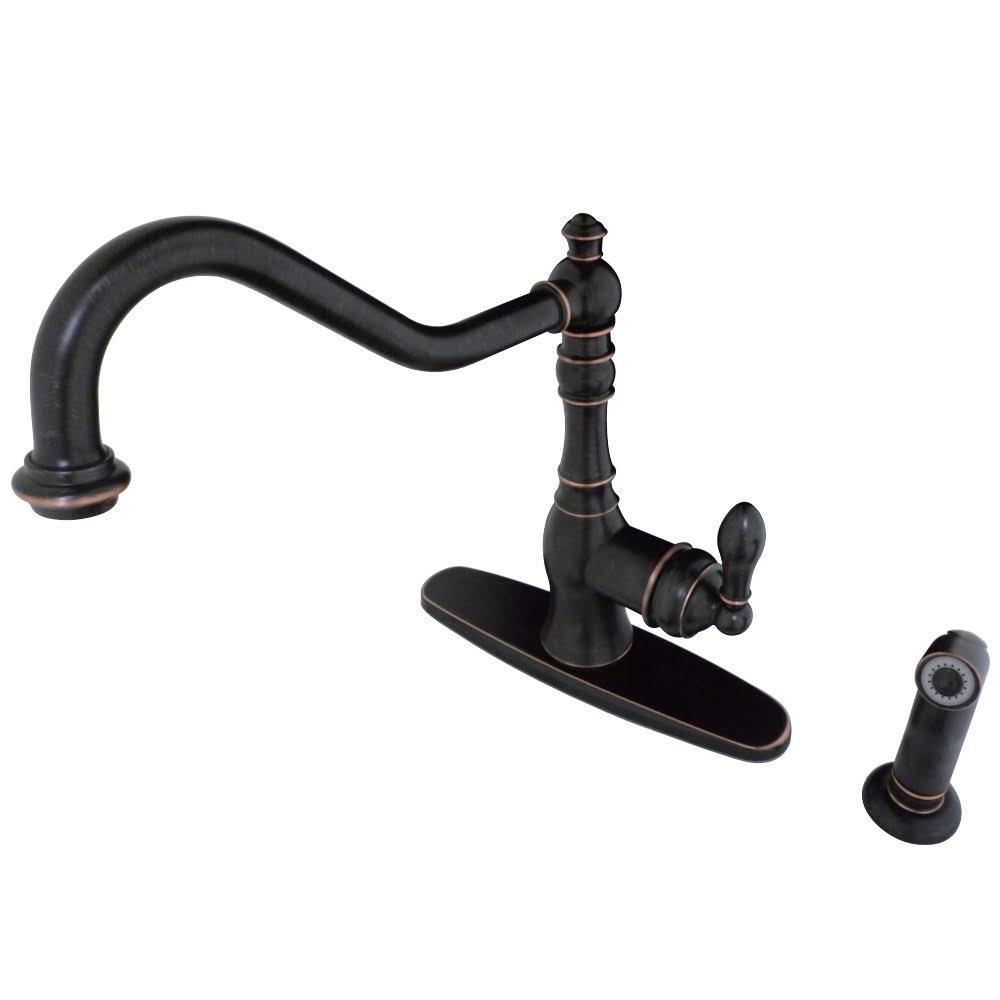Naples Bronze Single-Handle Kitchen Faucet with Brass Sprayer A198585
