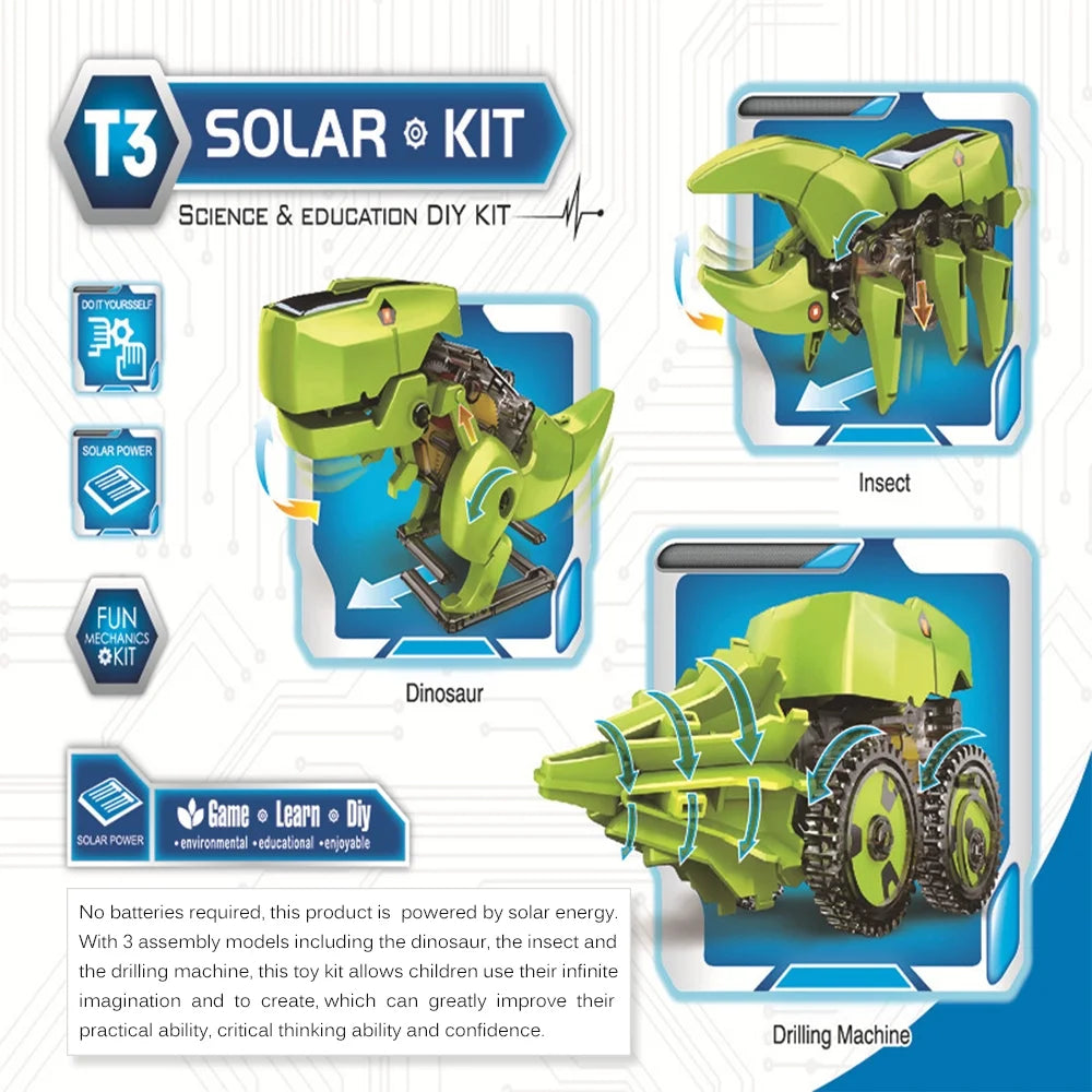 3 in 1 Solar Robot DIY STEM Science Experiment Assembly Model W376750