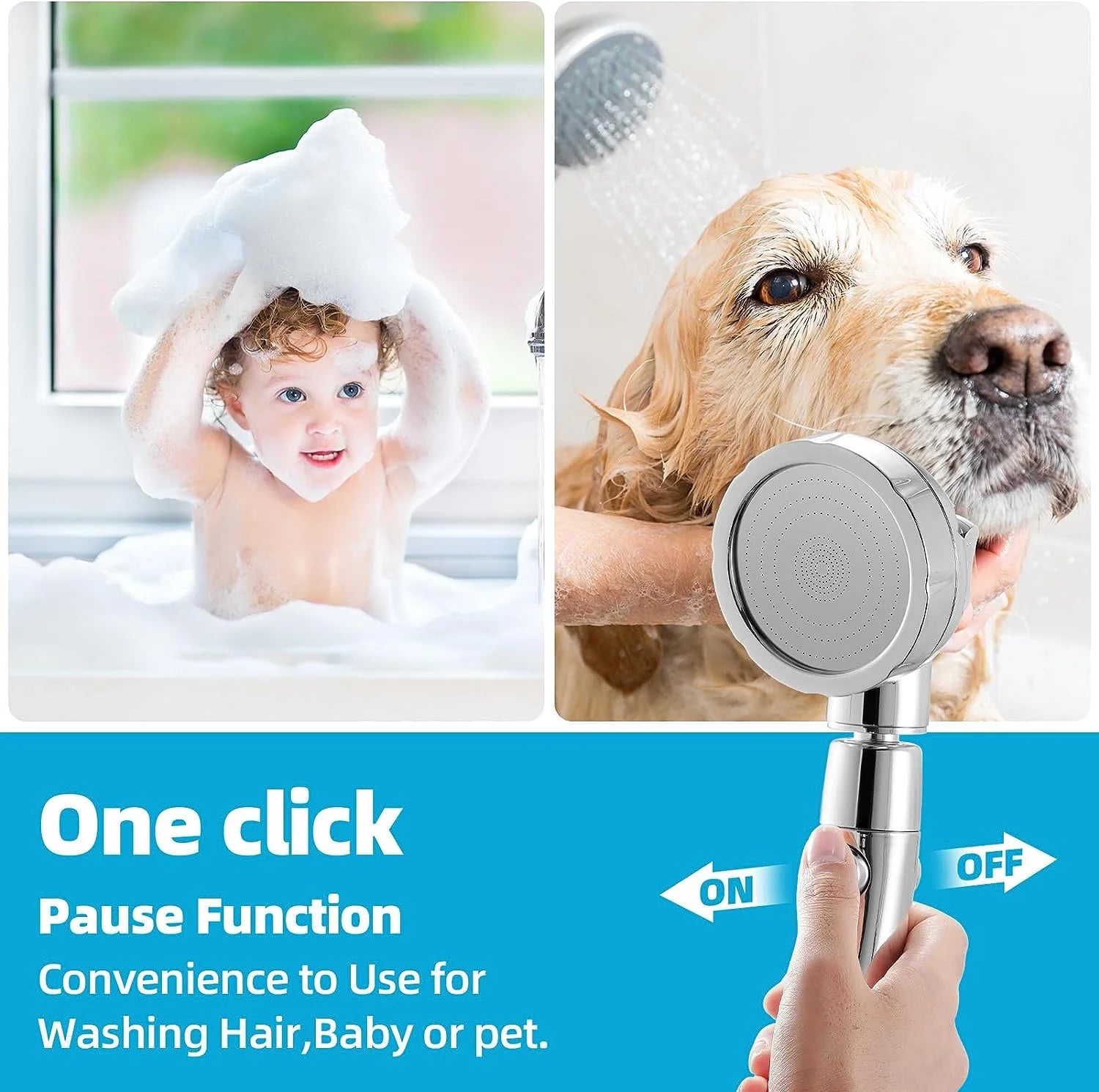 High Pressure 3-Settings Handheld Showerhead (Chrome) M5705