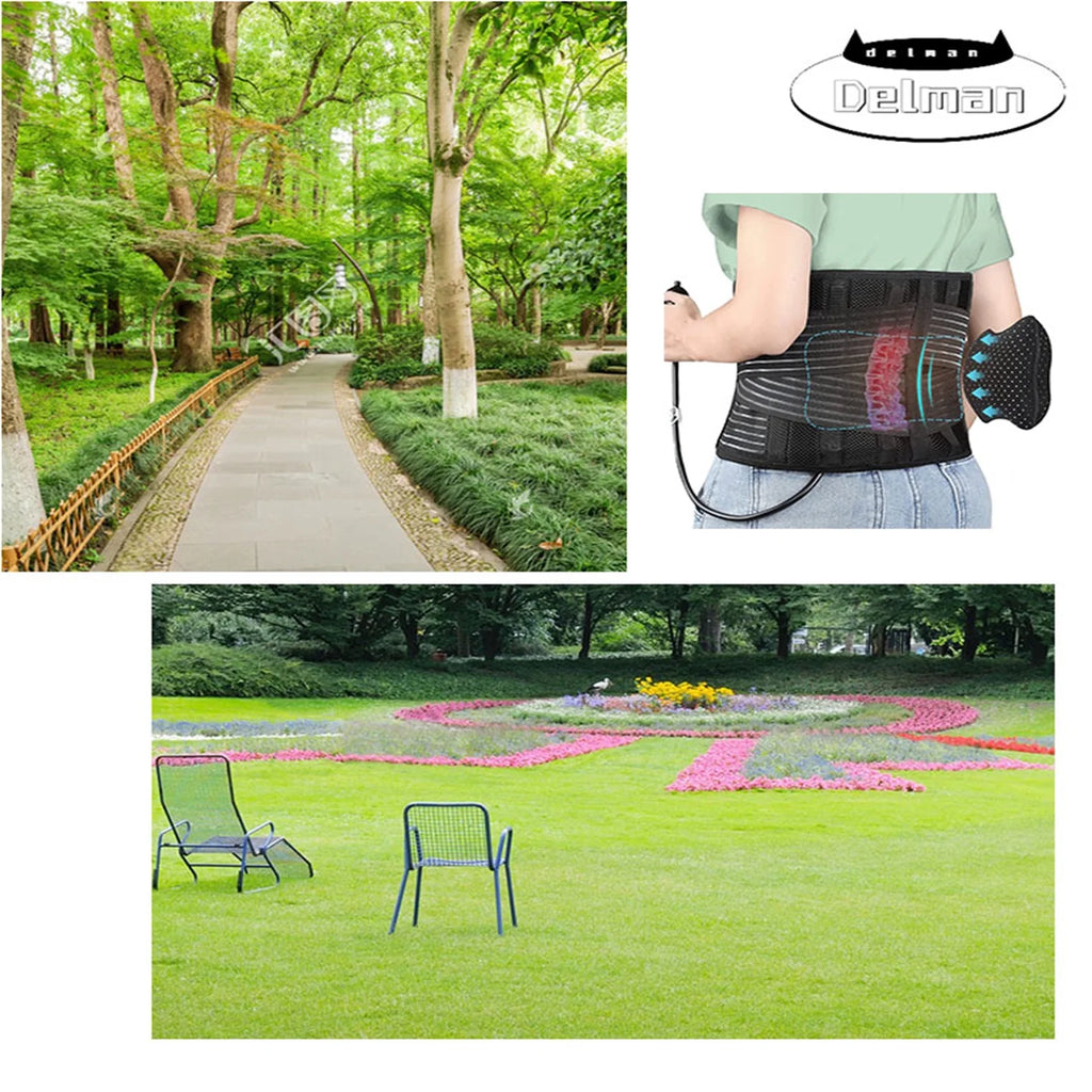 Plus Size Back Brace with Adjustable Inflatable Pad Lumbar Support Belt A805