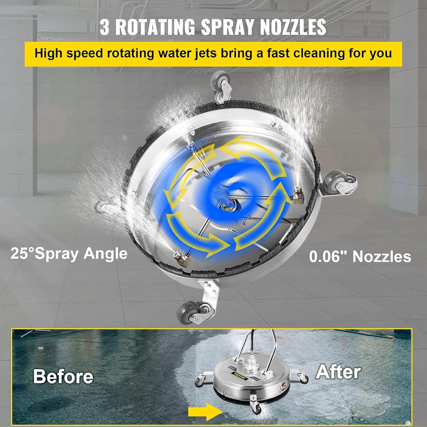24" Stainless Steel Surface Cleaner with 3 Nozzles B735862