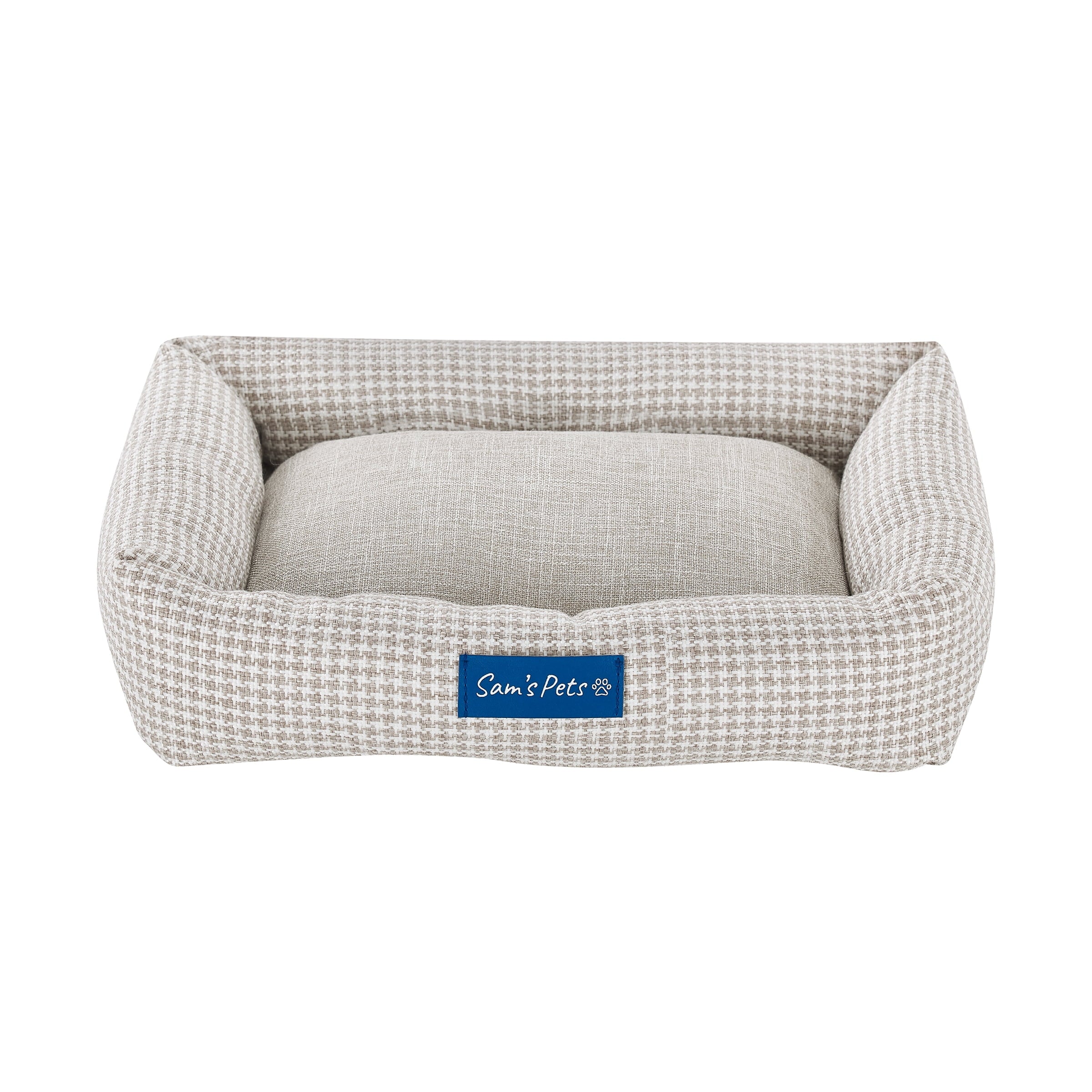 Medium Brown Plaid Bolster Dog Bed A320