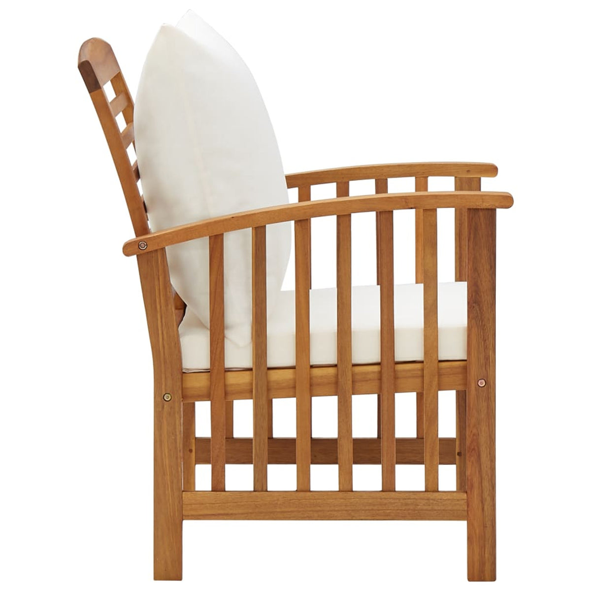 5 Piece Cream White Cushioned Acacia Wood Patio Lounge Set X9132