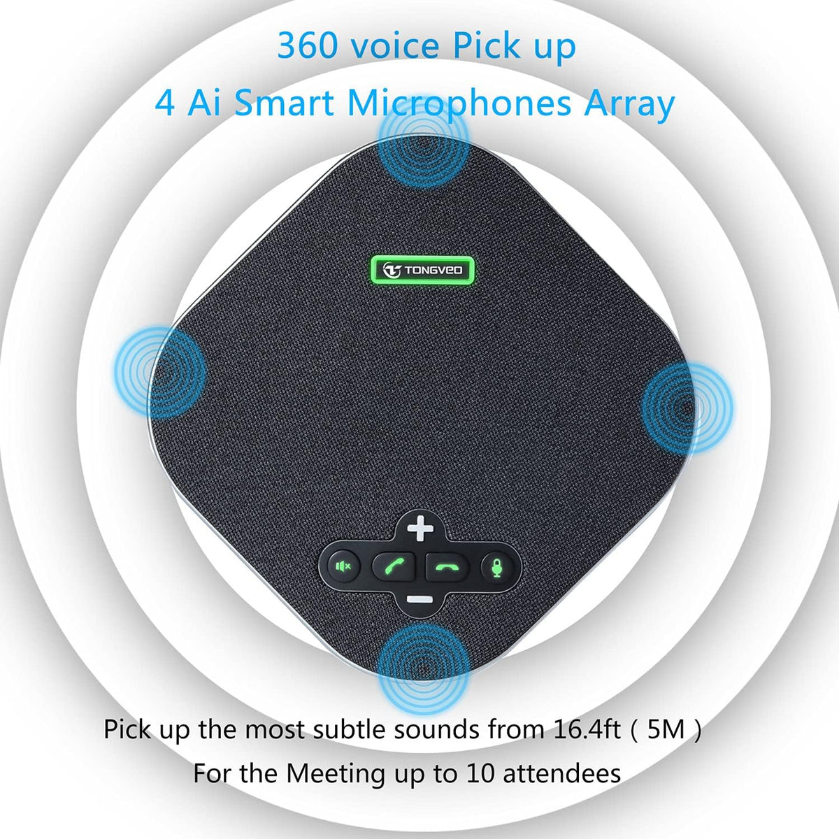 USB Speakerphone Conference Microphone with 4 AI Microphones Noise Cancellation A739