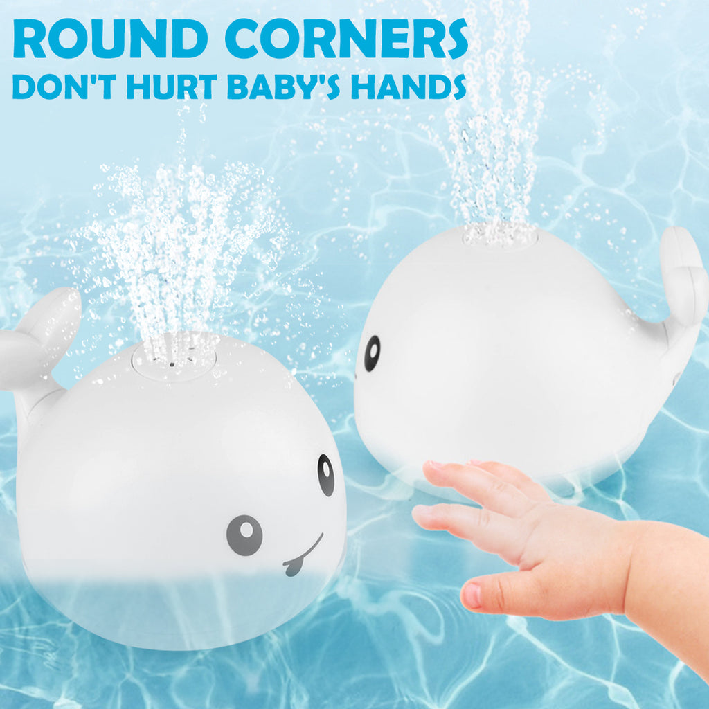 Whale Bath Toy with Light, Double Layer Waterproof Rechargeable Water Sprinkler Bath Toy U1352