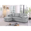 95" Wide Reversible Fabric Sofa Bed Chaise Ottoman Light Gray C323
