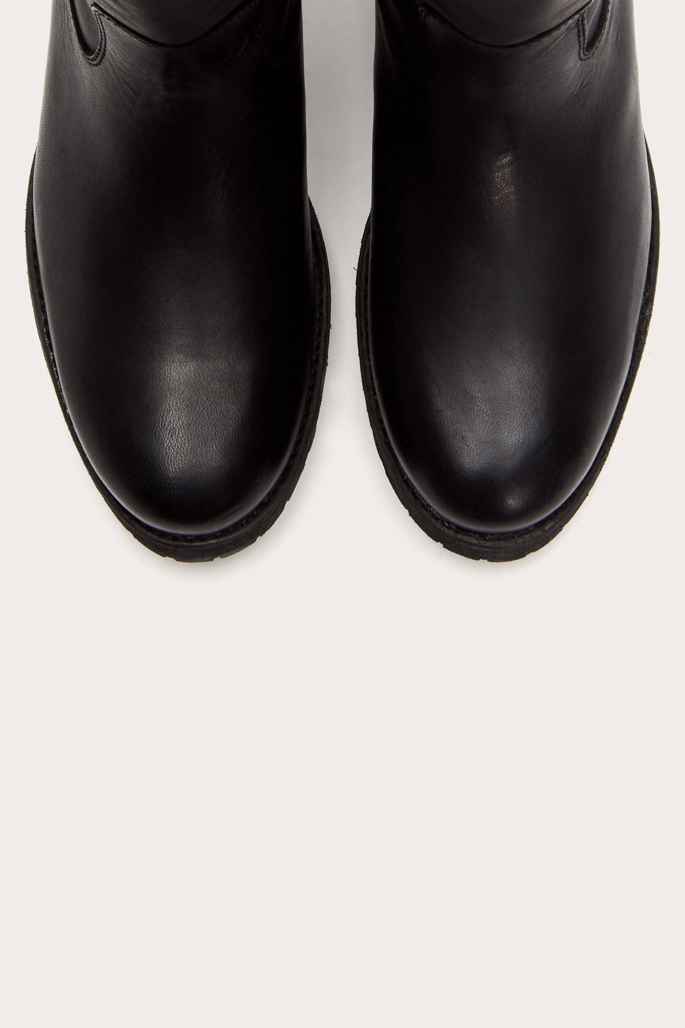 Black Button Lug Tall Boots K4533