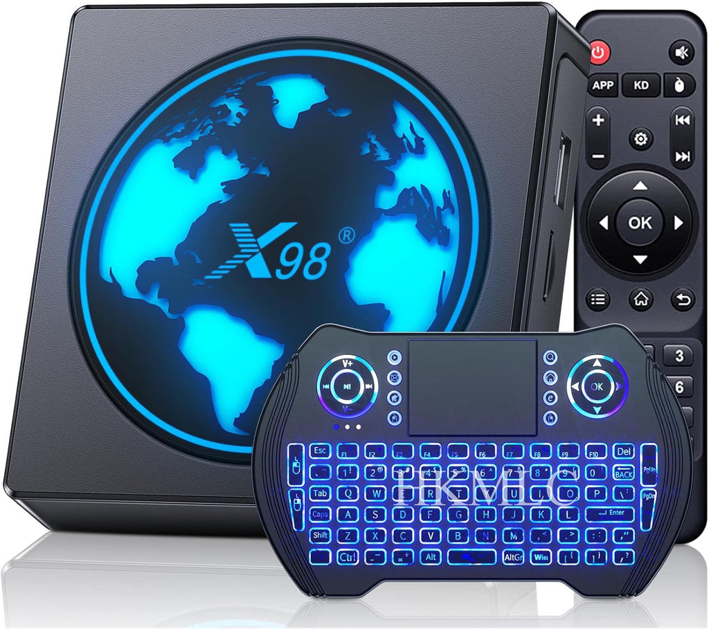4GB 64GB Android TV Box with Mini Backlit Keyboard Pack of 2 W2567