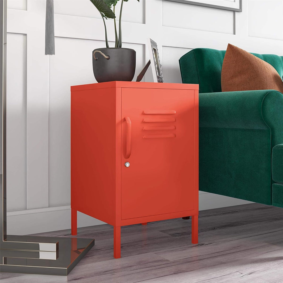 Orange Metal Locker End Table I8904