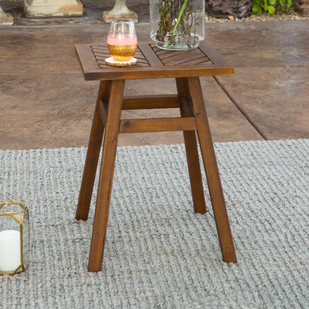 Dark Brown Acacia Wood Outdoor Side Table G482441