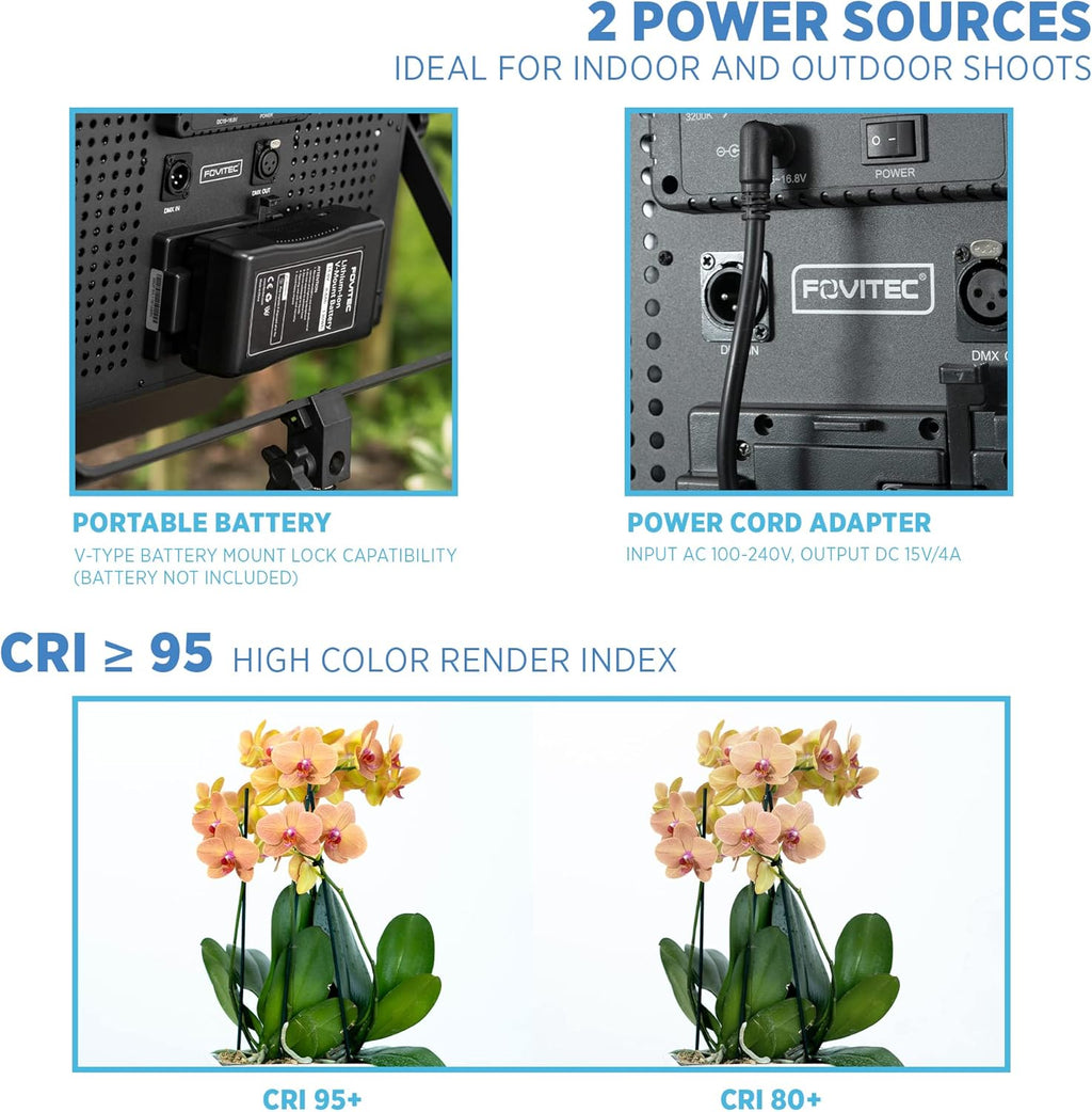 Portable 2-Light 600 LED Bi-Color Panel Kit with Cases & Stands P66798