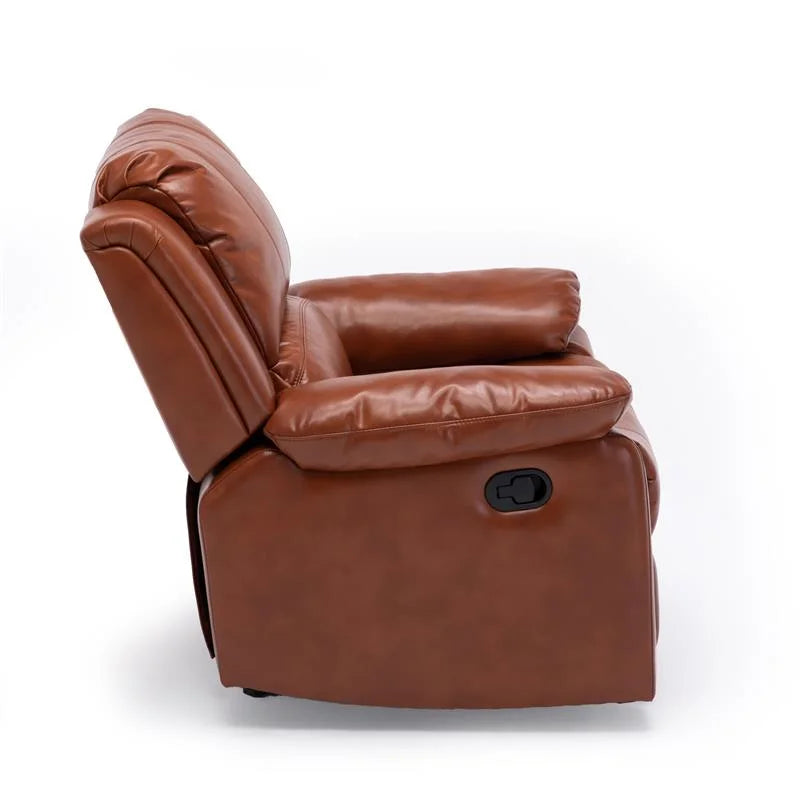 Caramel Faux Leather Glider Rocker Recliner F6390