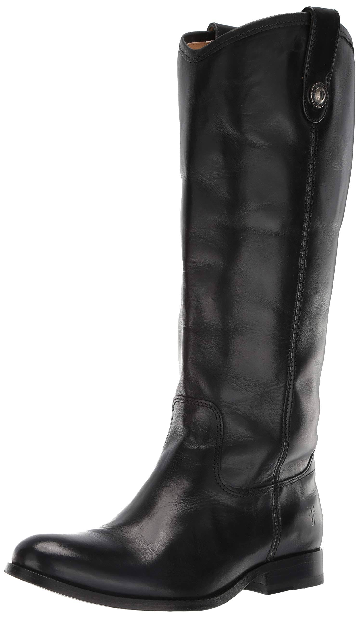 Black Button Lug Tall Boots K4533