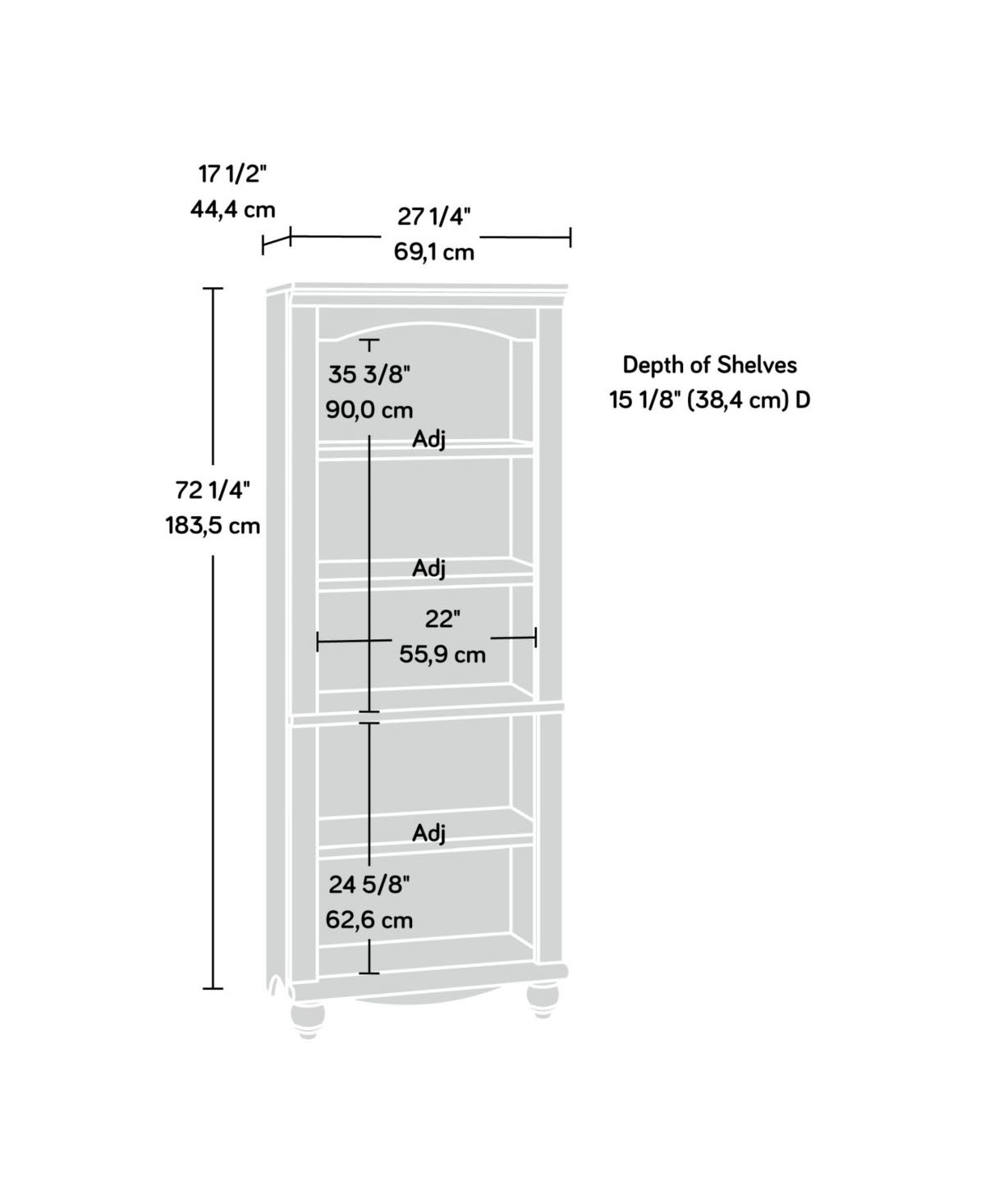 Antiqued White Library Bookcase T75613