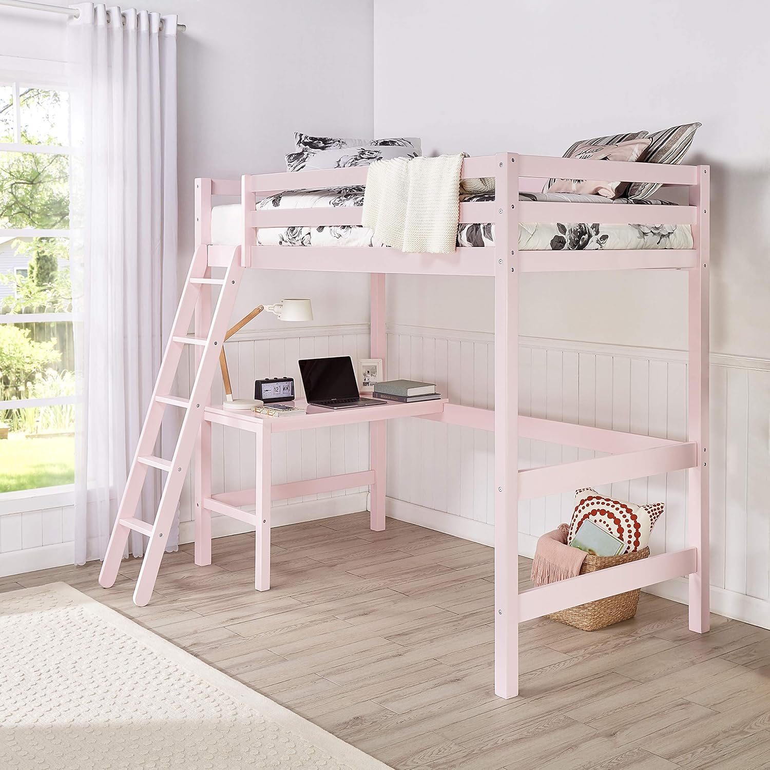 Twin Loft Bed, White D601