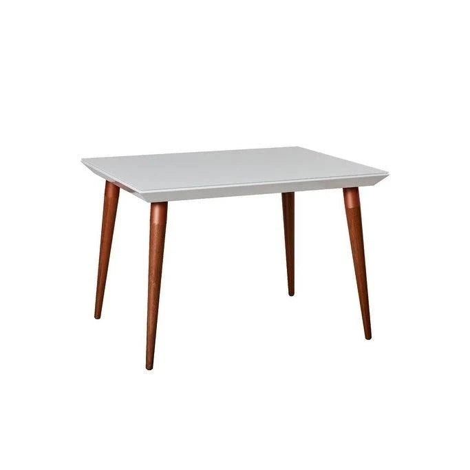 Off White and Maple Cream Rectangular Dining Table with Glass Top W745