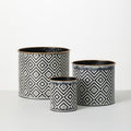 Geometric Motif Metal Planter Set of 3, Multicolored O389