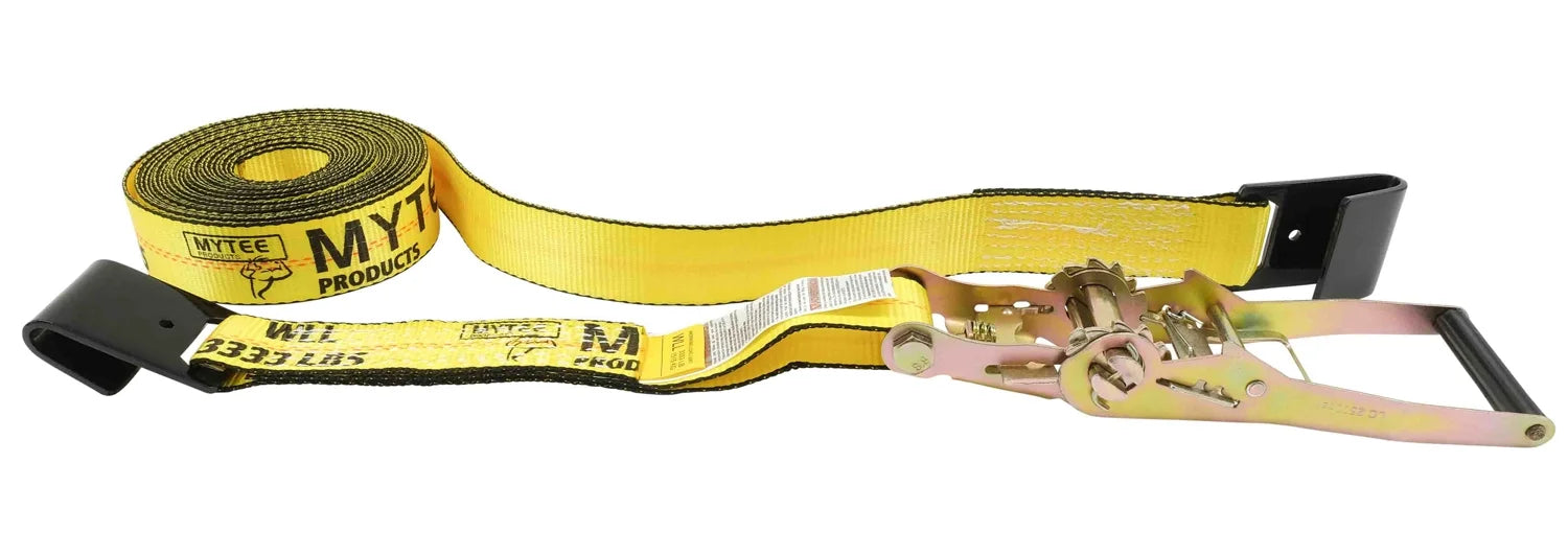 2" x 30' Ratchet Tie-Down Straps with Flat Hooks Yellow (4 Pack) J212