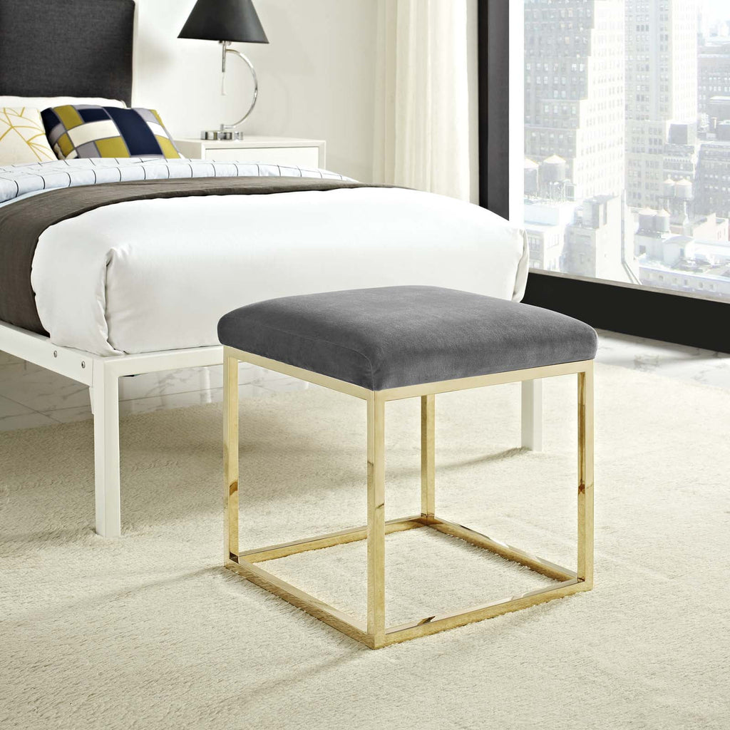 Gold Gray Velvet Accent Chair Ottoman Q7813