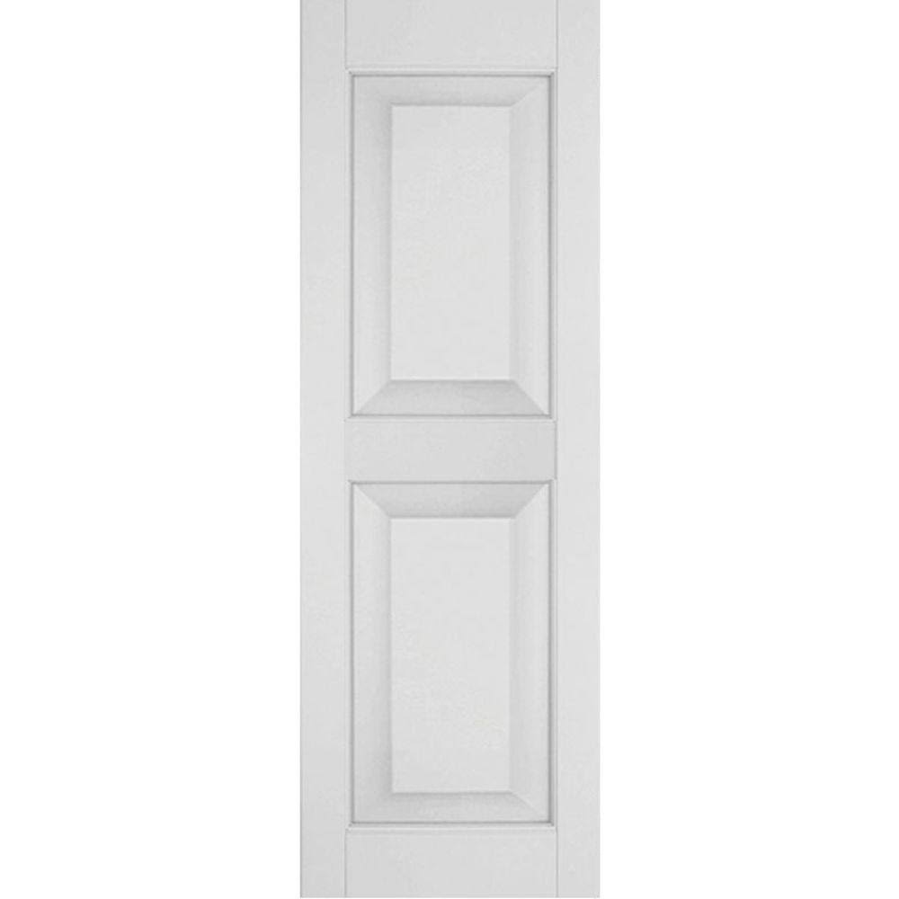 18 in. x 33 in. Primed Western Red Cedar Raised Panel Shutters Pair I5357
